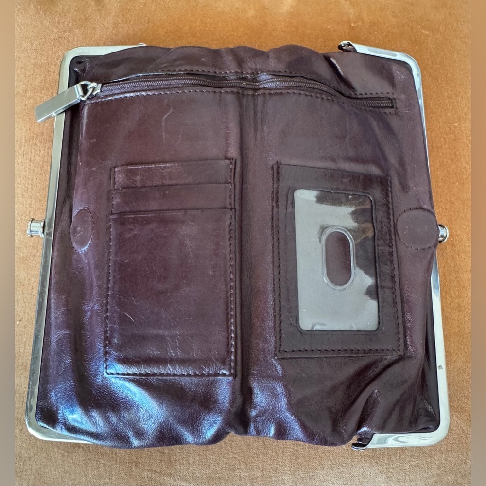 Burberry Brown Leather & Tan Plaid Cosmetic Clutch & HOBO Lauren Clutch-Wallet - Picture 8 of 15